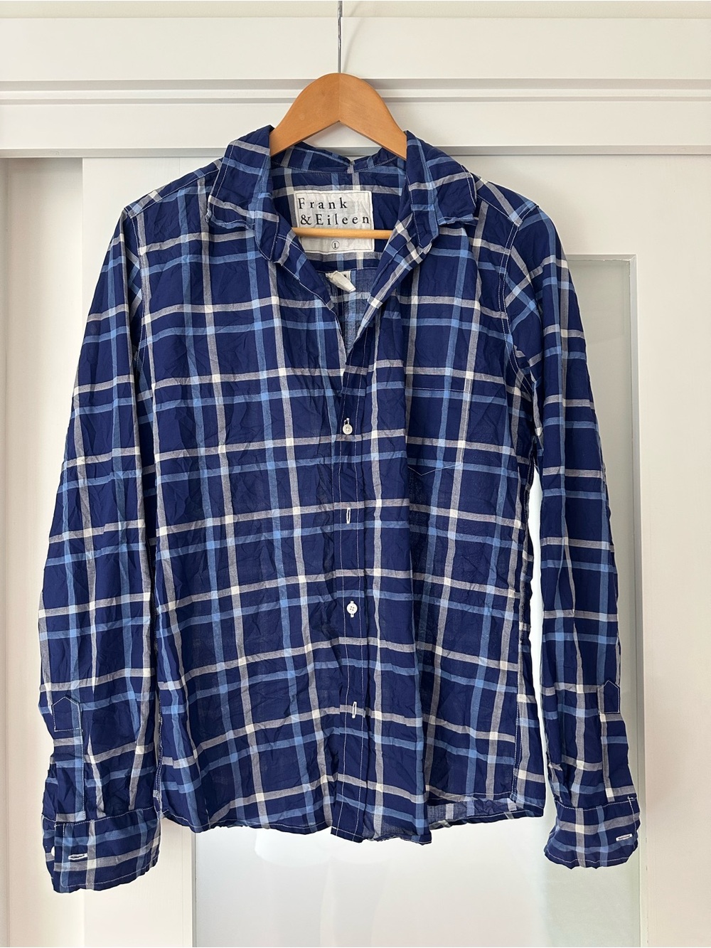 Frank & Eileen Navy and Light Blue Plaid Shirt